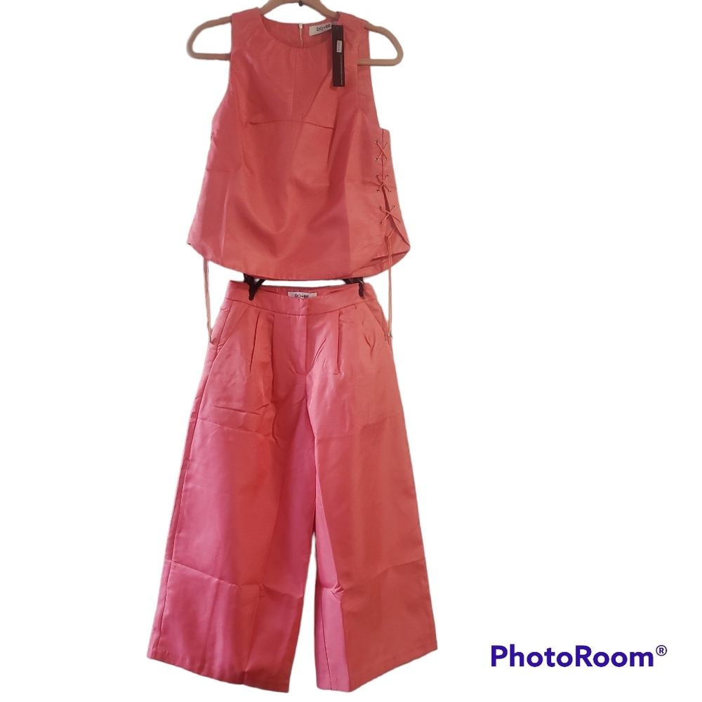Wide leg silk Taffeta pant and top - Picture 1 of 5